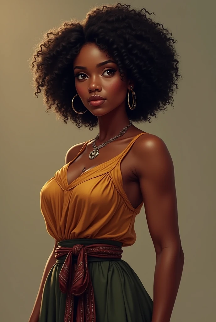 cute, Dark skin, teenager, beautiful face, deep ebony, showing breasts, Afro, SFW