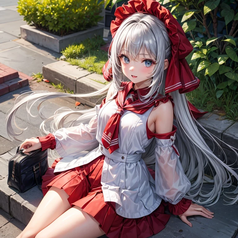 1girl, elaina, white hair, red clotes, realistic, ultra detail, 70mm lens