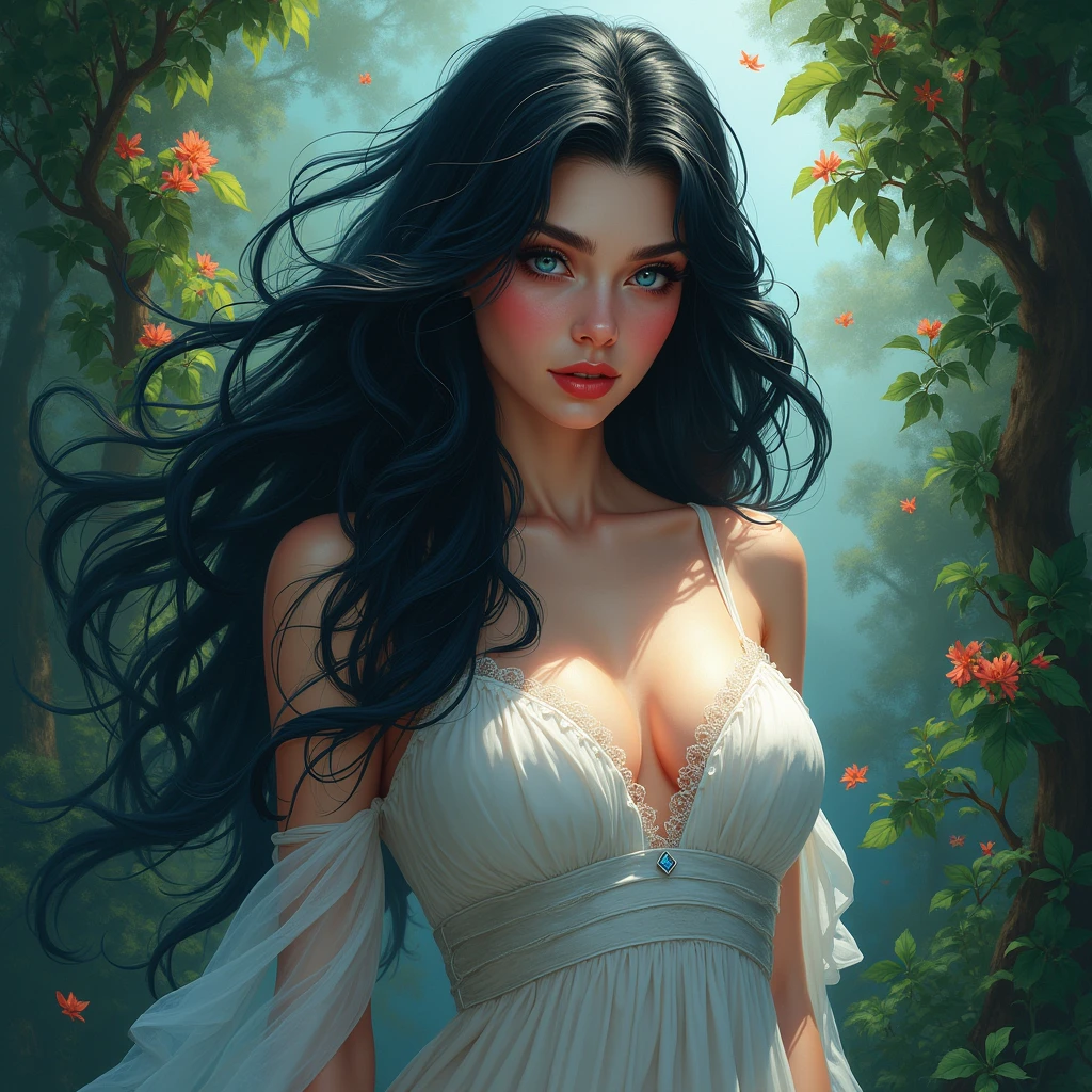 (masterpiece:1.4),, (best quality:1.4),, ultra-high res,, 8K, CG,, (extremely delicate and beautiful:1.2),, , upper body,, from side,, looking at viewer,, , 1girl,, solo,, fashi-girl,, mature girl,, , cute, sweet,, , in the wheat field,, blurry background,, , long brown hair,, ponytail hair,, , brown eyes,, closed mouth,, red lips,, , face brushed by the wind,, , white dress,, medium breasts,