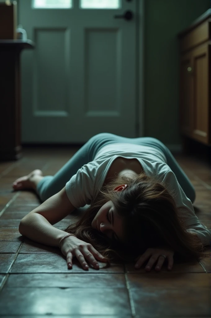 A teenager lying face down on the floor., with hands tied behind the back without underwear, naked, bikini where you can see her tail with a little white and sticky liquid running down her butt ., the girl is crying, In the scene you should see her butt and her turning her head to look at the camera. All of this should take place in an abandoned warehouse.., The image must be of the best quality and ultra realistic. NSFW, explicit, She must look like a 6 year old girl.