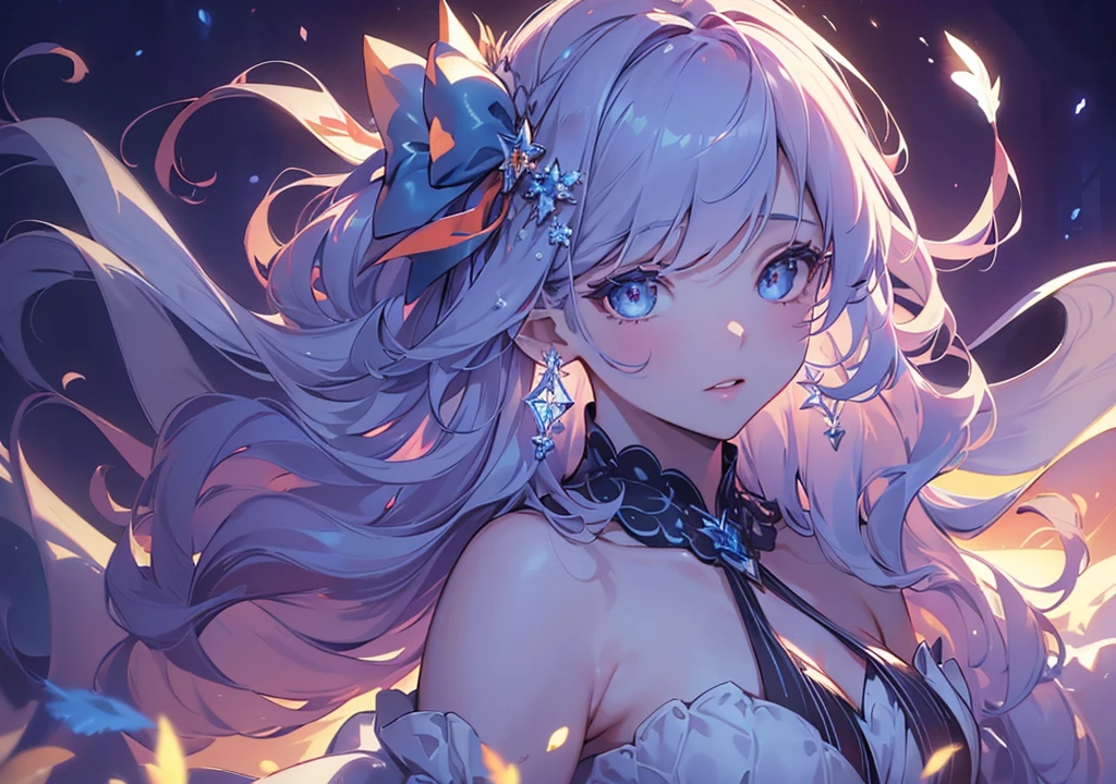 Best quality, tmasterpiece, A high resolution, 1 busty girl, Porcelain dress, hair adornments, choker necklace, jewely, Nice face, upon body, dingdall effect, actual, dark studio, edge lit, Two-tone lighting, (highdetailskin: 1.2), 8k ultra high definition, SLR camera, Soft lighting, high high quality, volumettic light, Frankness, photore, A high resolution, 4K, 8K, The background is blurred,