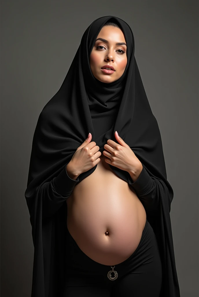 A sexy Muslim girl being pregnant with 20 baby and being afraid the she might burst full of cum being tied up BDSM style and being forcefully inflated like a human balloon