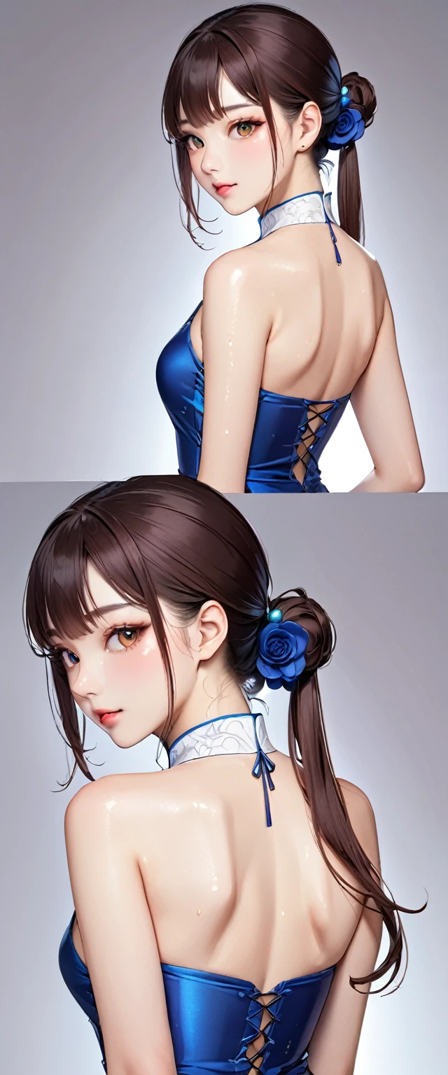 Chun-Li (Chun-Li) The physical characteristics of are as follows::
Hairstyle: Black hair tied up in two buns、Tied with a white ribbon。The buns are tightly packed together、Doesn't get confused even during battle。The ribbon is shiny、It brings out her femininity。
eye: 大きなアーモンド形の茶色のeye。eyeは深く澄んでおり、There is a sharp light of determination in his eyes。長いまつげがeye元を引き立てている。
Facial features: High cheekbones and sharp jawline。High nose bridge、全体的に整ったFacial featuresであり、The mouth is well shaped。Thin eyebrows are arched、Gives strength to the face。
Skin color: With light skin tone、Smooth and healthy shine。Day々のトレーニングによる適度なDay焼け跡が見られる。
clothing: Traditional blue cheongsam(Qipao)Wear。The dress fits the body、The gold trim adds a touch of luxury。The dress has deep slits on both sides.、Allows for freedom of movement during combat。Embroidered on shoulders and chest、It represents a cultural background。
accessories: He wears black spiked bracelets on both his arms.。The bracelet is made of metal、It contributes to strengthening defense and attacking power during attacks.。She has small gold earrings in her ears.。
Body Type: 筋肉質で引き締まったBody Type。Her thighs are especially well developed.、It allows for powerful leg movements。The upper body is well-balanced and trained、Shoulder and back muscles are clearly visible。His abdominal muscles are ripped.、The tightening of the abdomen is noticeable。
height: about 170cm。The good style stands out、The posture is very beautiful。
body weight: Approx. 60 kg。Because there is a lot of muscle、見たeyeよりも重く感じられる。
shoes: Wearing white boots。The boots provide good ankle support、Designed for mobility and protection。The tip of the boot is reinforced、Add power to kicking techniques。