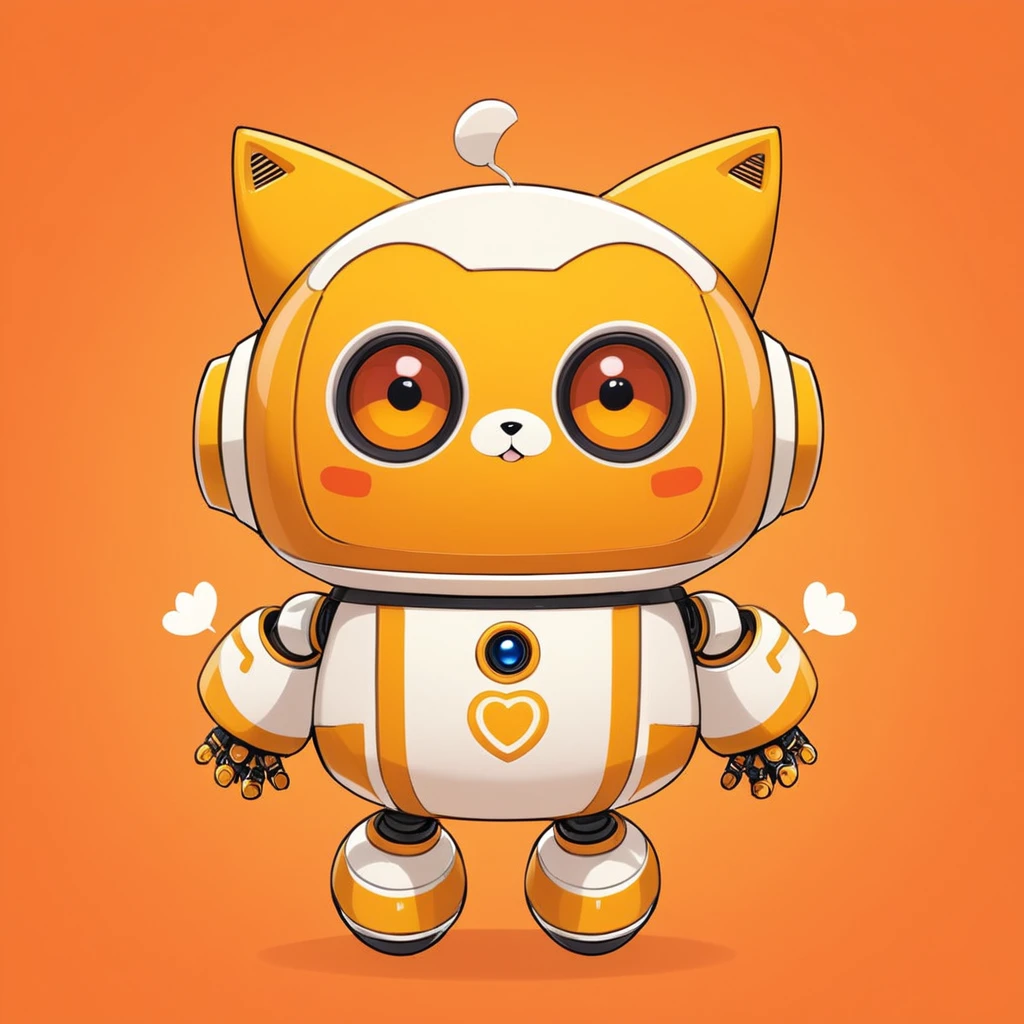 cute robot , Awoofy with orange red and yellow color palette

