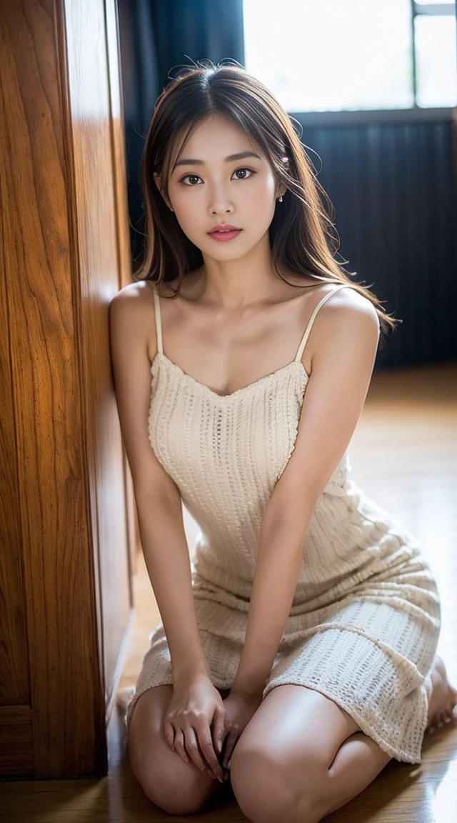 Dark brown hair、bright茶色の目、Japanese actress、 Lady、私 am about 40 years old...、(私ntricate details:1.2)、(Which is the top????:1.4)、 (Ultra-high resolution:1.2)、Ultra-high resolution、(Fine-tune)、(Detailed facial features)、Hmph、8k resolution、D cup size breasts、Long Hair、Extravagant space、relax、、,Full body photo、Head to toe shot、Beautiful legs、Beautiful legs、bright, 、she, household items, (plant:0.8), Fashion Hub, Very detailedな, Very detailed, Realistic, Hourglass Shaped Body, Obscene pose,、Messy Hair、Messy hair bun、私 cry a lot、tears、Long legged beauty,Squat down and show me the soles of your feet、Loose dress、