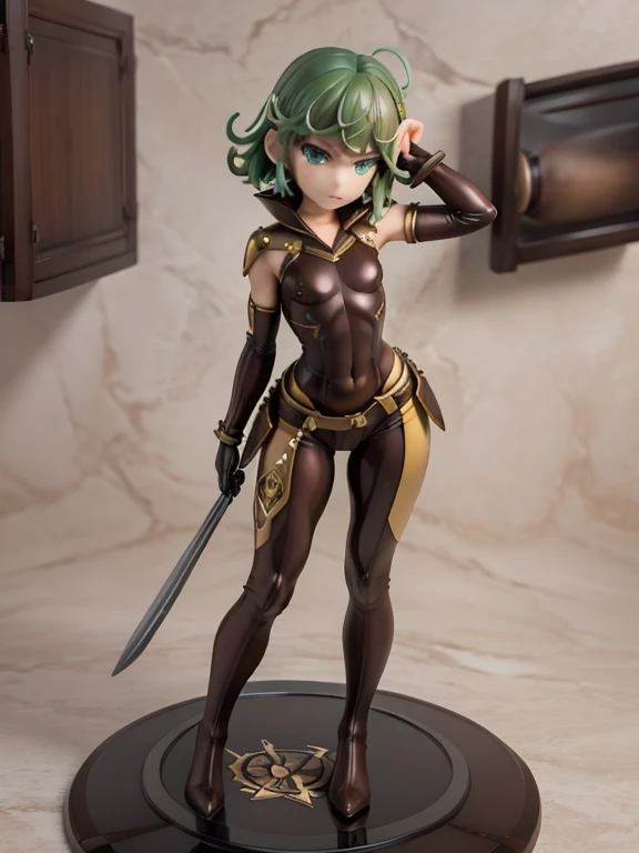 a little green skin girl, Baby Face,Short limbs、Dwarf ears, Green Skin, Bikini Armor、Belly button、goggles、gloves、Very detailed, ((masterpiece, Highest quality;1.3)) , Screaming、Lying on the floor、Leg spread、Painful face、tentacles clinging to the body、Inside the cave、Stone wall、Stone floor