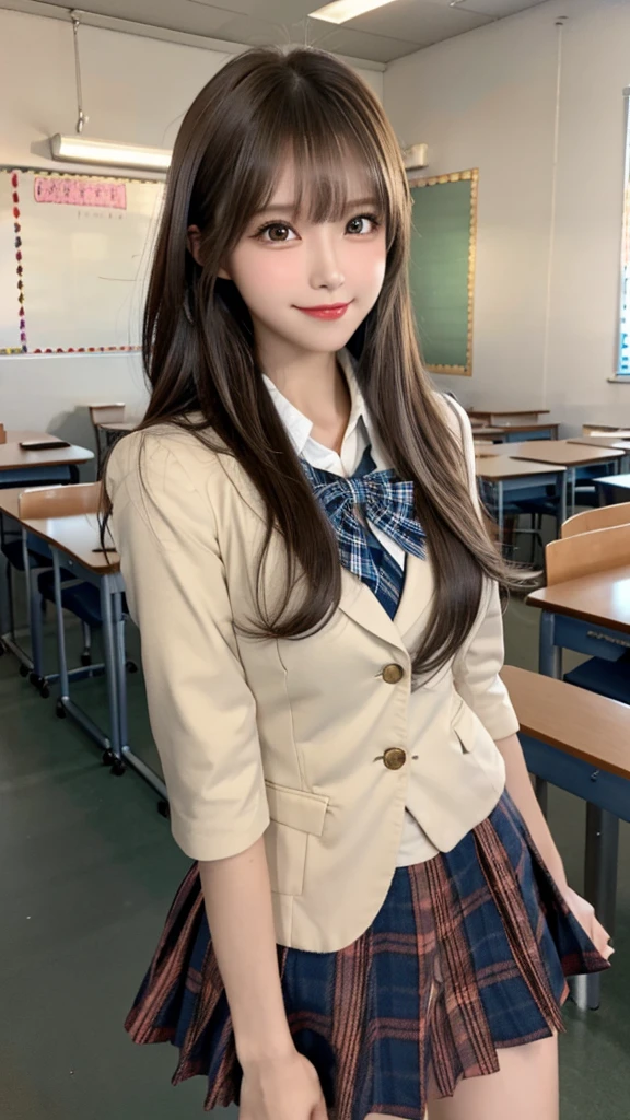 (Masterpiece:1.2, high quality), wearing underwear, panties, loose socks, black hair, buttocks, brown eyes, blue skirt, solo, blazer type school uniform, panties, loose socks, black hair, lifting clothes, brown eyes, blue skirt, pure gaze, school uniform, miniskirt, herself lift, plaid skirt, kawaii, blush, a smile, (sweat), Long hair, Physical education sitting, beauty legs, Schools