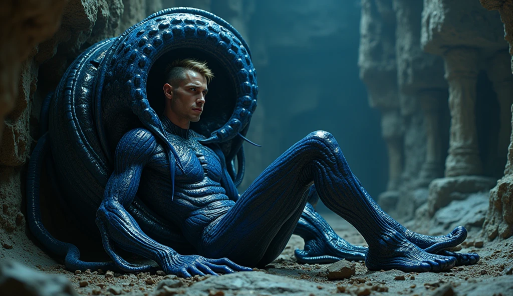 Man wrapped by tentacles