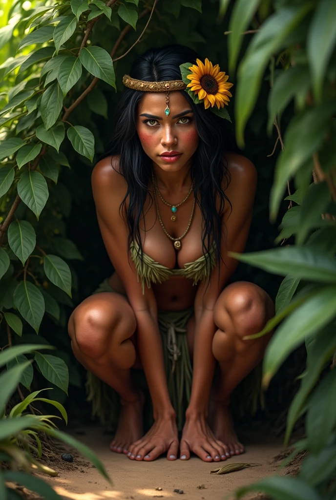 (masterpiece), best quality, expressive eyes, perfect face, beautiful curvaceous Mayan Indian girl: alone,((nude)), ((full body)), ((front view)), Legs open, sexual pose, lying on the ground, in the dark jungle, fog, ((neon green tattoos)),((fireflies)) around her, vivid neon colors, intricate details, highly detailed, masterpiece, cinematic lighting, masterpiece, UHD, 8k