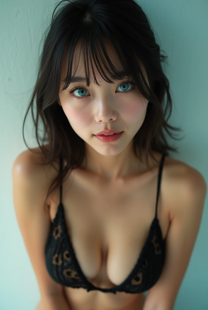 Beutiful asian girl named ezra, big eyes, brown hair with bangs, sex while bondage