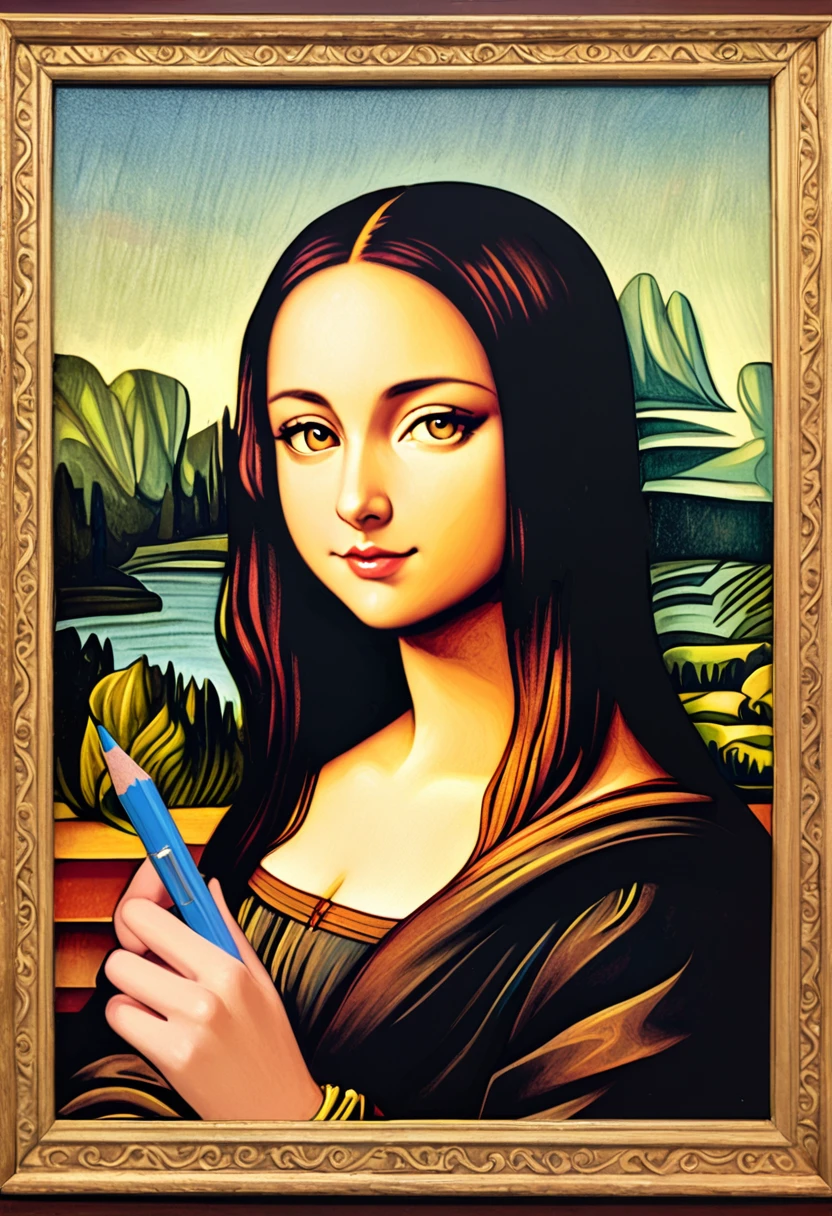  Mona Lisa, art，advertisement，Colored pencil drawing，draft 