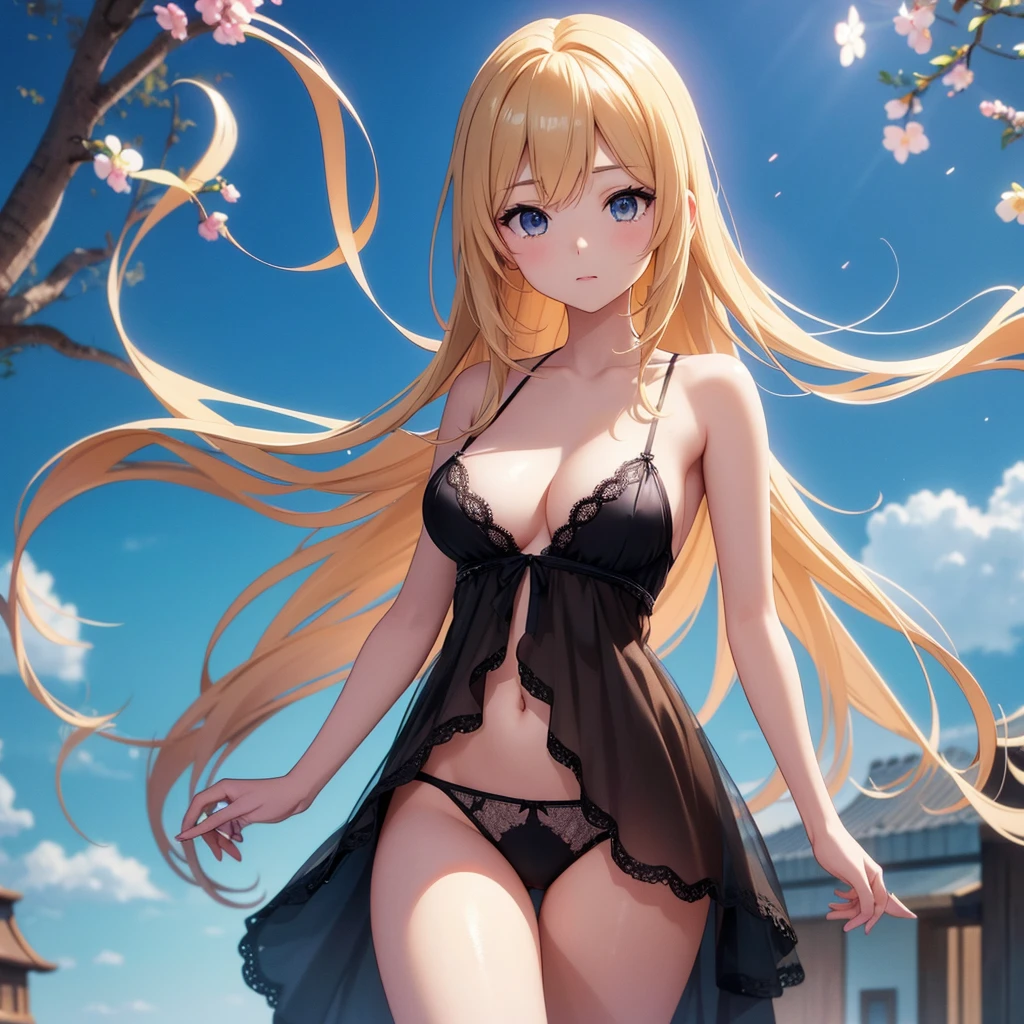 ( Absurd , High quality , ultra detailed, careful with hand )Zodiac - Gemini goddess , similar to latin goodness , Solo . Curious, skillful, humorous, seductive, imaginative face , Sometimes impractical, restless, nervous, careless style , mature , light brown eyes , long hair , light blonde hair , transparent dress , lace lingerie , in the ocean with wind , whole body , flirty look ,