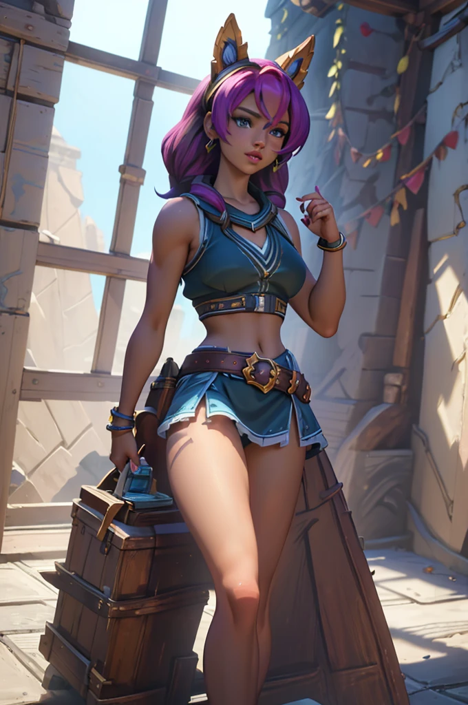 Maeve from paladins, beautiful detailed legs, extremely detailed sexy body, obra detalhada, (best quality, 4k, 8k, highres, masterpiece:1.2), ultra-detailed, (realistic, photorealistic, photo-realistic:1.37), dramatic lighting, intricate shadows, cinematic pose, vibrant colors, digital art, lace pantie short, beautiful face