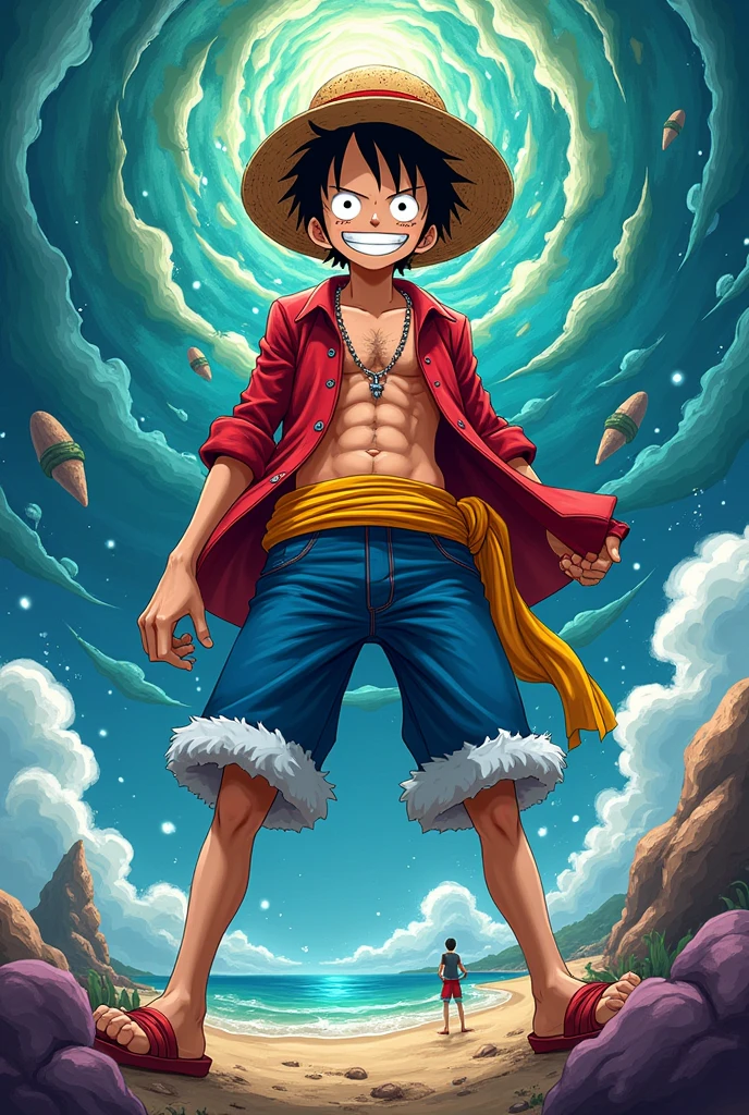 Luffy with the most epic one piece in his hand