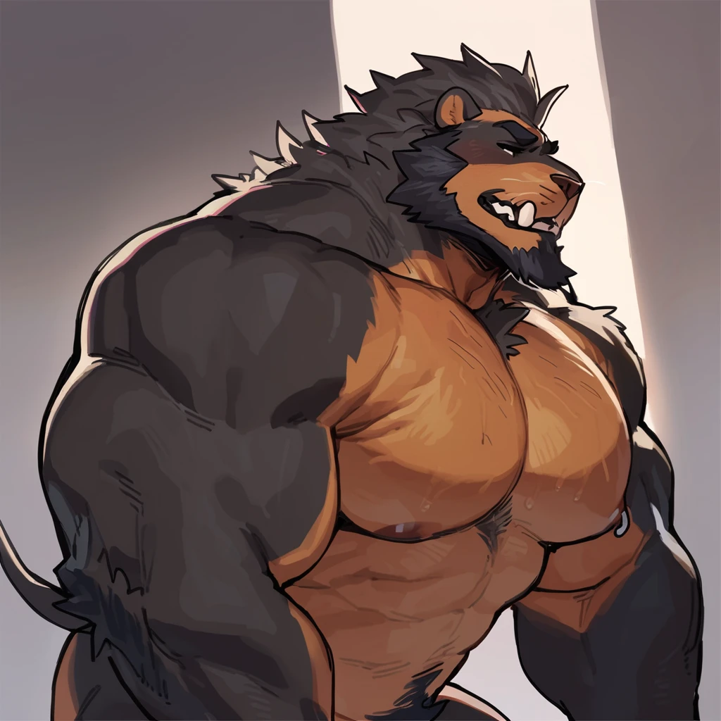 hairy,(Black Bear,Wearing only black underwear,Blindfold,),Black fur,Wear only panties,Lie on the ground and pout your ass,Hands are roped,sweat,Stick out your tongue,male,Common,full-body shot,Real background,极其lifelike阴影,masterpiece,Very detailed,lifelike。