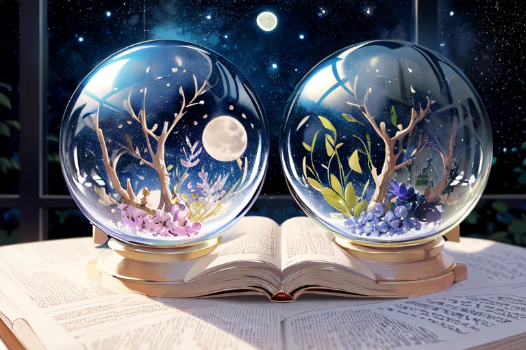 - There are no humans, Book, open Book, 三日moon moon, moon, 三日moon, Plant Crystal Ball,