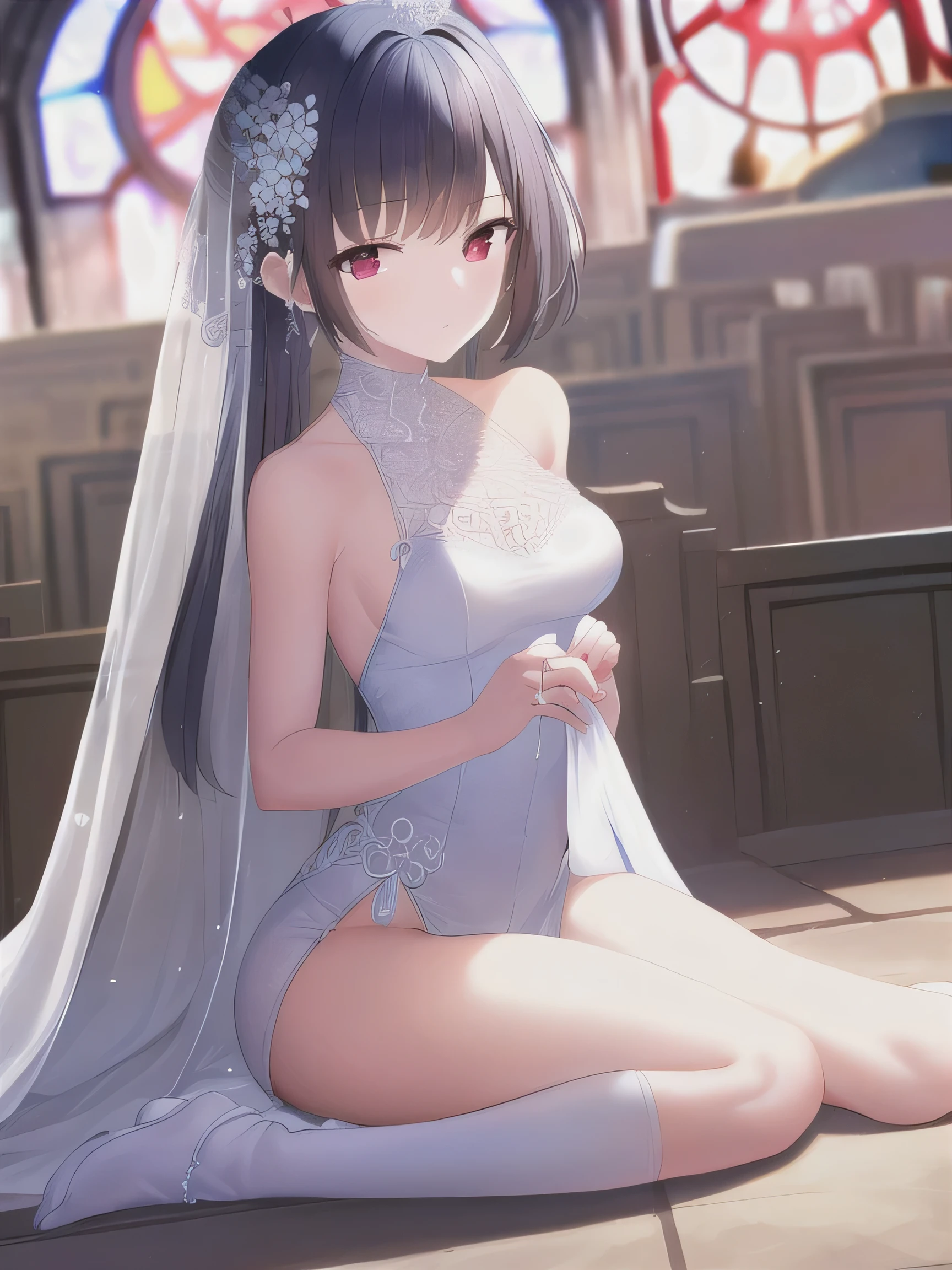 Wearing an elegant evening gown in front of a luxurious banquet hall、Beautiful girl posing for a photo shoot。She exudes confidence and grace.、The bright lights and elegant décor accentuate her beauty and sophistication.。(((nsfw)))(((naked)))((Transparent see-through clothing))((()))infant
