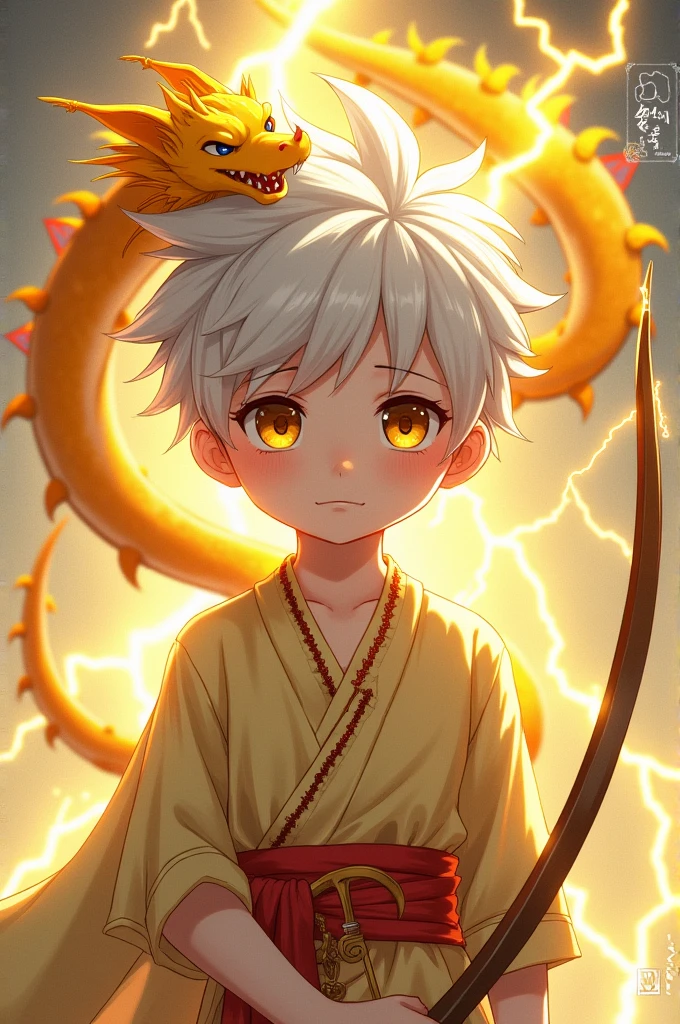 style 9, 1 man, gray-skinned, scarred, black eyes with yellow pupil, pointed ears, long white hair shaved on one side, pointed tail, wearing loincloth, frowning with arms crossed
