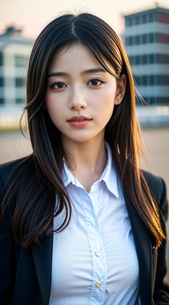 , outdoors, heavy rain, wet in the rain with uniform, wet white blouse, navy blue pleated skirt, 17 year old girl, wet and underwear see-through, (too big breasts: 1.9), drooping breasts, whiplash, well developed, Japan person, ecchi face, face that felt very much, face that seems to cry, wet wet, sweaty, struck by heavy rain,