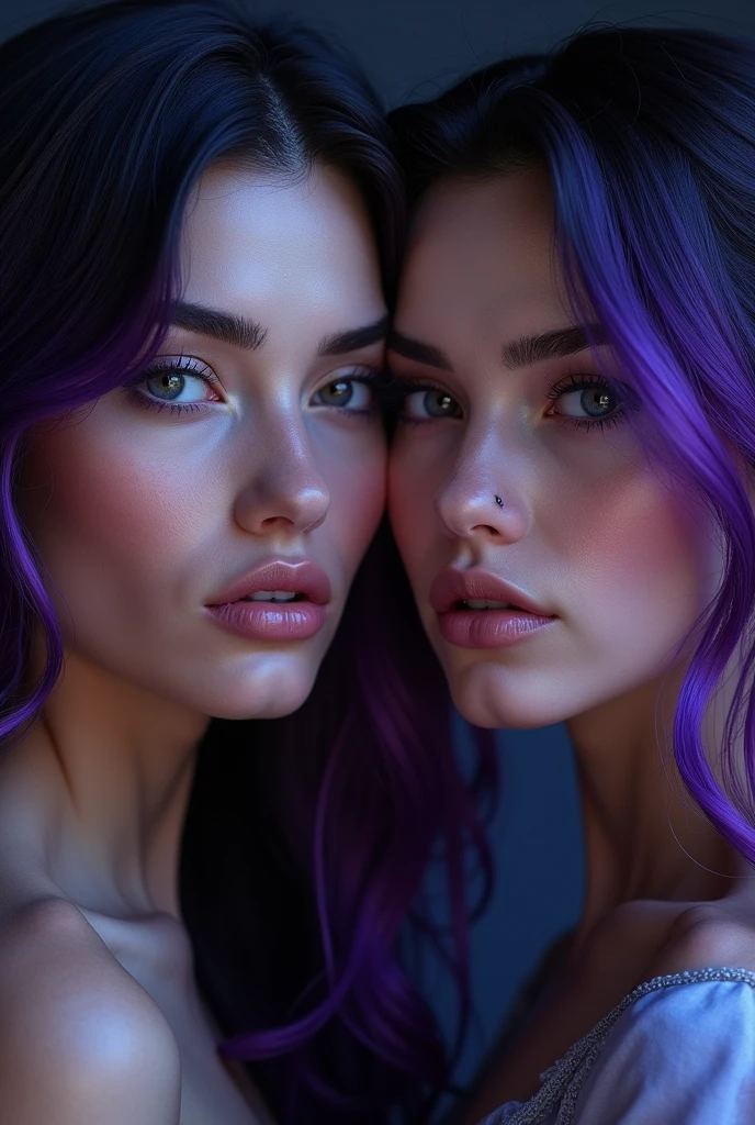 Lesbians, lesbian, 2 girls, kissing, (best quality,ultra-detailed,realistic:1.37),portrait,Two women fucking eachouter nude,(best quality,4k,8k,highres,masterpiece:1.2),ultra-detailed,(realistic,photorealistic,photo-realistic:1.37), posing together kissing eachouter, a mature wizard woman with blue hair and a nerdy girl wizard with purple hair beautiful detailed eyes,beautiful detailed lips,long eyelashes,extremely detailed face,nude,curvy figure,big ,slender waist, a mature wizard woman with blue hair kissing a nerdy girl wizard with purple hair