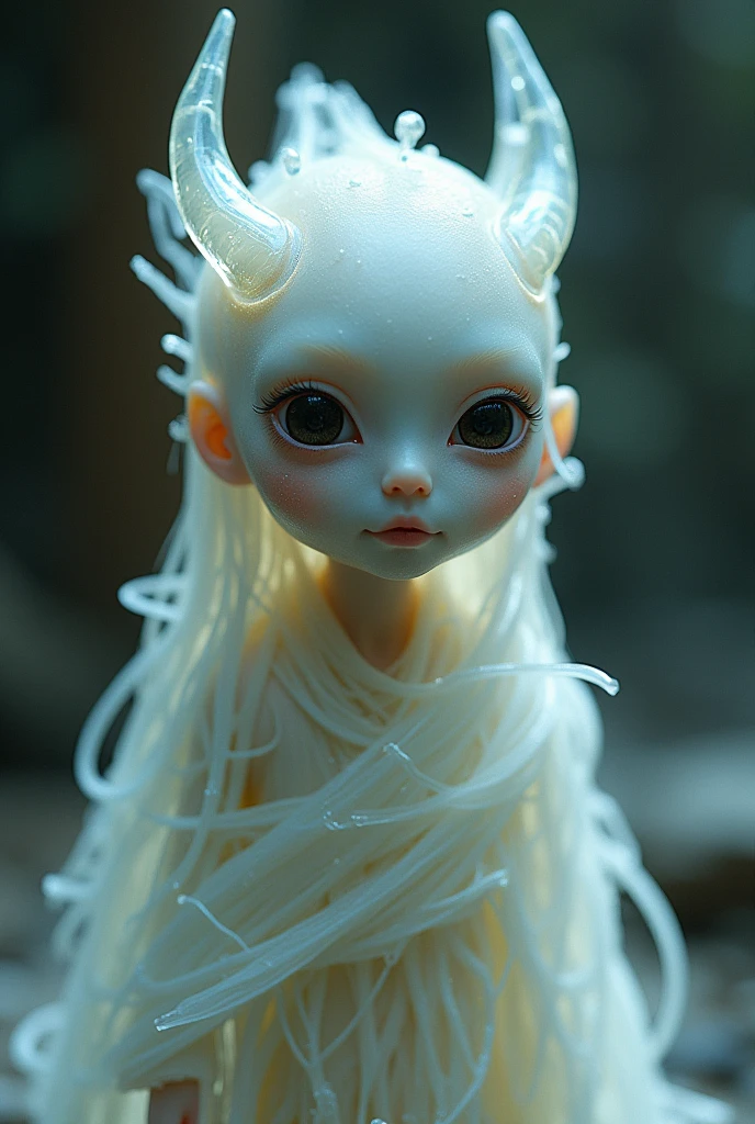 a female slime that is completely transparent and gooey from head to toe without any human parts