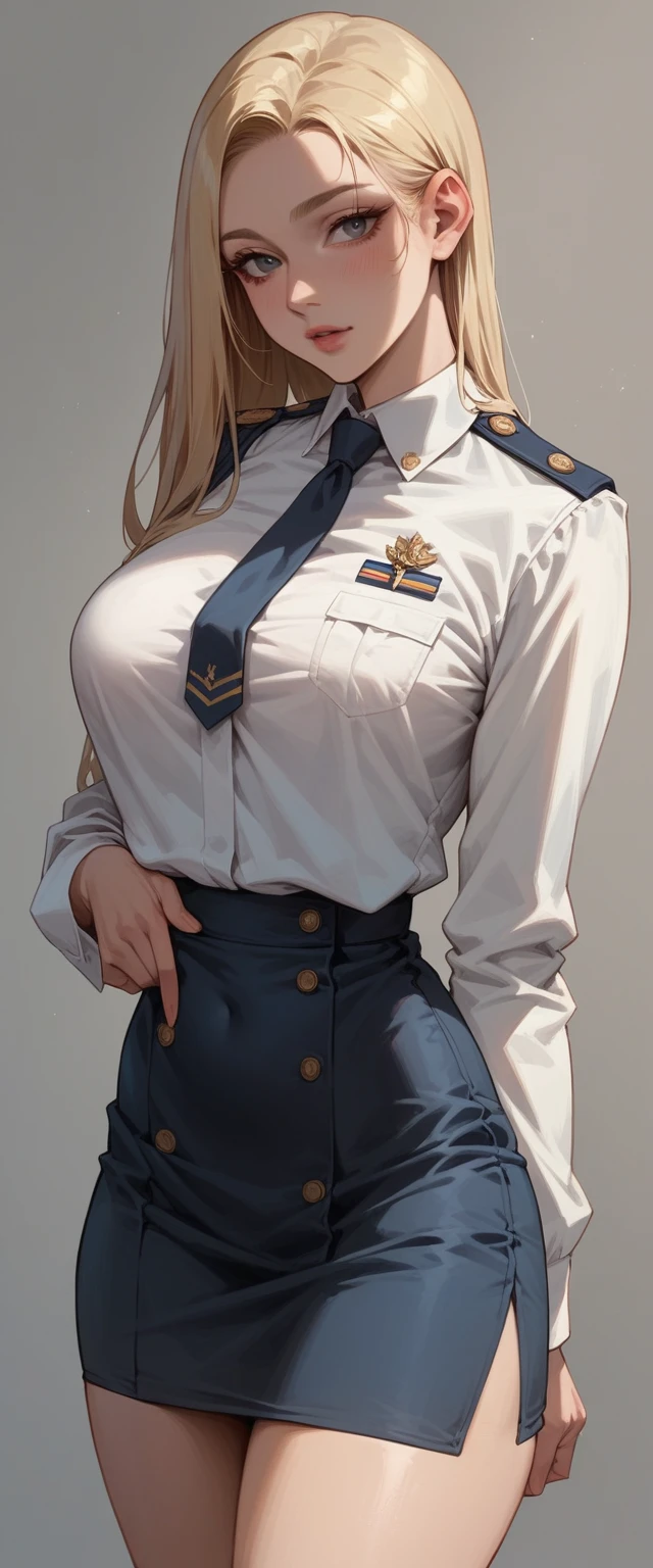 A sexy blonde girl with a voluptuous body wearing a new short naval dress uniform, It&#39;s too sexy and sensual, It has white lingerie with gold, It is for the exclusive use of your wife, a dress with a half-nipple neckline, low-cut back and only covers half of the ass and fishnet stockings that say armi and sexy high-heeled sandals 35 cm high with bows and shiny gold reflective sexy sensual uniform in the neckline has naval flag pants, Sexy girl full body white sexy high heel sandals with high white stockings slutty tight dress with neckline that shows the nipple with some snow white stiletto heels and sexy with golden Versace fishnet stockings with shiny golden reflective details like mirrors