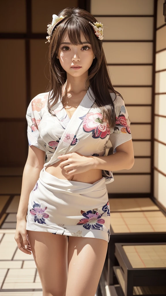 masterpiece、最high quality、high quality、very detailedな 8k CG ユニットの壁紙、HDR、very detailed、high detail、Anime girl wearing a kimono with an open back、、backwards、big and detailed butt、No panties、oily
