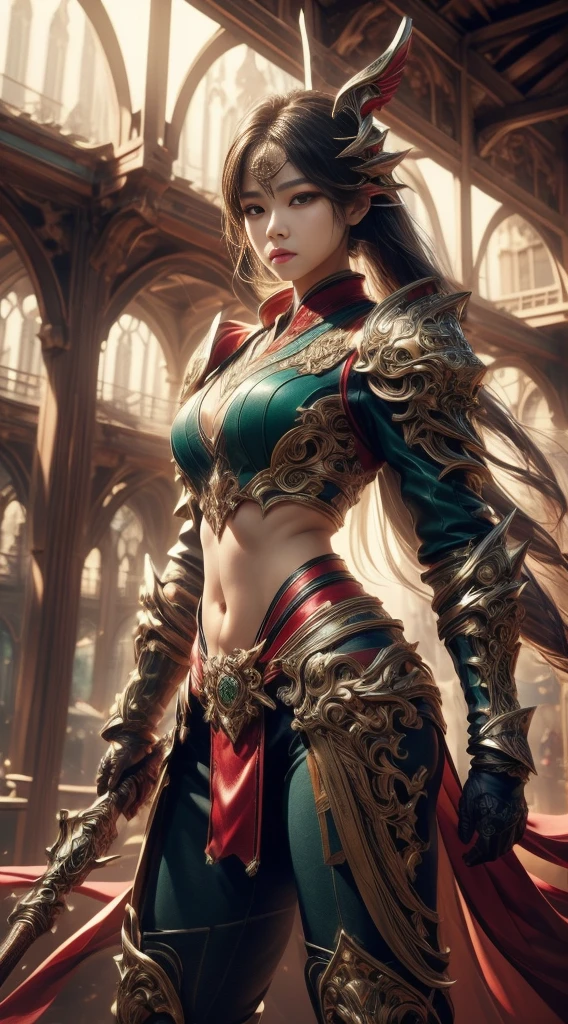 Sexy woman in white gold and pink lotus lace armor skirt, Chengwei Pan at Art Station, Jan J, Detailed fantasy art, Amazing character art, Fan Art Best Art Station, Magnificent and elaborate character art, Beautiful Armor, Highly detailed art gems, Detailed digital anime art, Art Station pixiv's artgerm, Girl in Armor, Cleavage Big Tits:1.2, (mini skirt:1,5)、Sexy proportions、Cleavage Emphasis、Emphasizing the beauty of your legs、