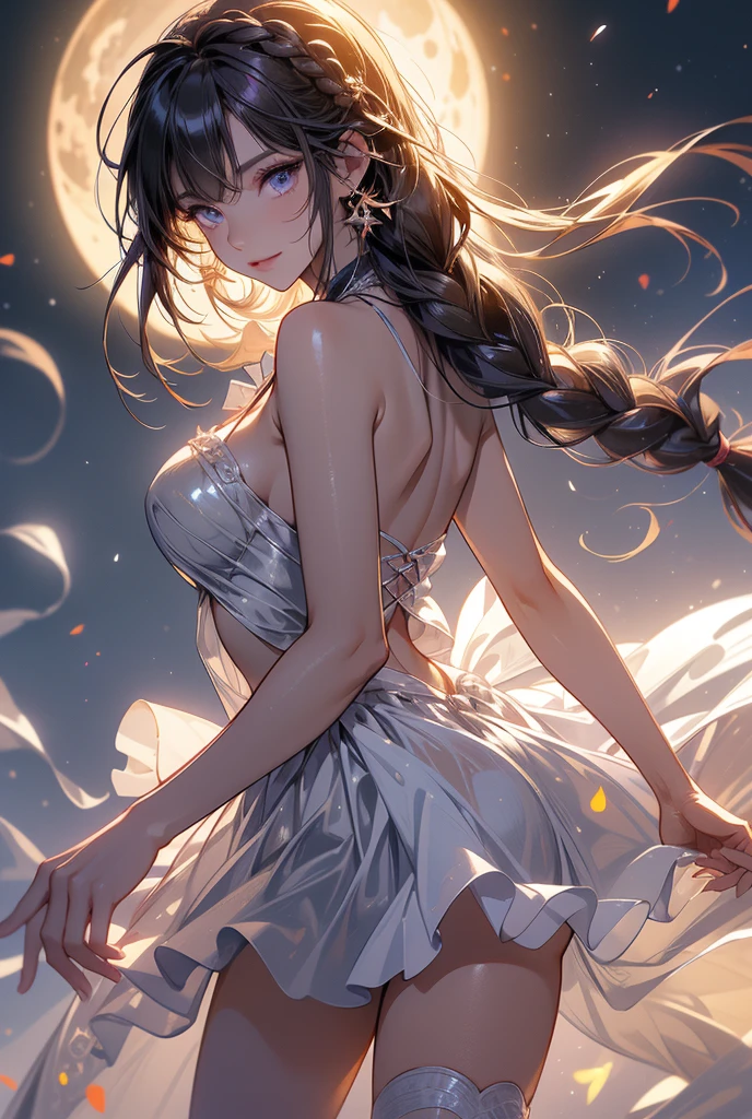 ((masterpiece)), ((Best quality)), (high resolution), (illustration), (an extremely delicate and beautiful), (ultra detailed beautiful face and eyes), nsfw,   1girl, leaning forward,  YukineChris, long hair, purple eyes, twintails, low twintails, ahoge, large breasts,volumetric lightning, moon night,knight_armor
detailed skin texture, detailed, volumetric shadow, anime screencap,Highest quality, Sorceress, ancient babylonian nobility, ((tan skin:1.2)), (brown skin color),Long hair, twin braids, hair ornament, wine colored hair, smile, Below average size breasts, bare shoulders, Leg spread、Groin、Yukine Chris、Wet condition
nude、Wet_shirt,Wet _underwear、tear_underwear
8K, masterpiece, Best_quality, high_resolution, ultra_details, detailed, 1girl, 独奏, looking_at_viewer, upper_body, braid, bangs, white_hair, hair_ribbon, hair_between_eyes, blue shorts、style(open_reg,hip_up)

sidelocks,depth_of_field,french_braid, sharp focus, perfect hands, perfect face, perfect eyes, perfect light, dynamic light, natural light, Masterpiece, Best quality, Cang、green、moon、