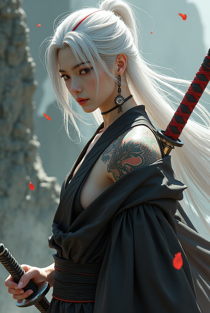 (Female ghost attendant)、Solo Adult Demon Woman、Like the whole body、(Armed with a large Japan sword)、Mature breast big female demon.Stand facing the front,magnificent artwork、((Kyoto Panel Painting Style))、Wind-effect:1.9、Cloud Effects:1.2、Full Rendering、Encaustic Painting,unrealengine,