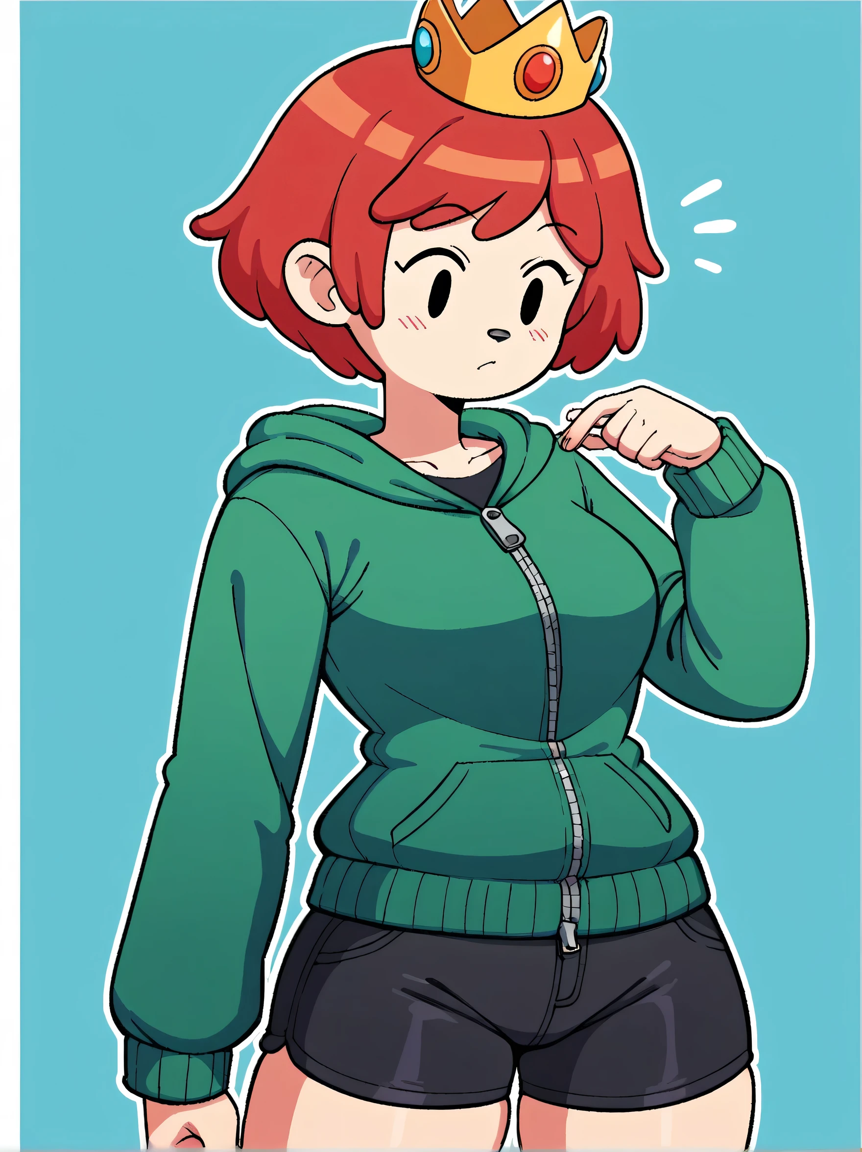 A girl Scott Pilgrim Ramona Flowers shirt jacket roller skates Super huge breasts breast enlargement A person standing in the snow looking at the camera smiling full-body shot