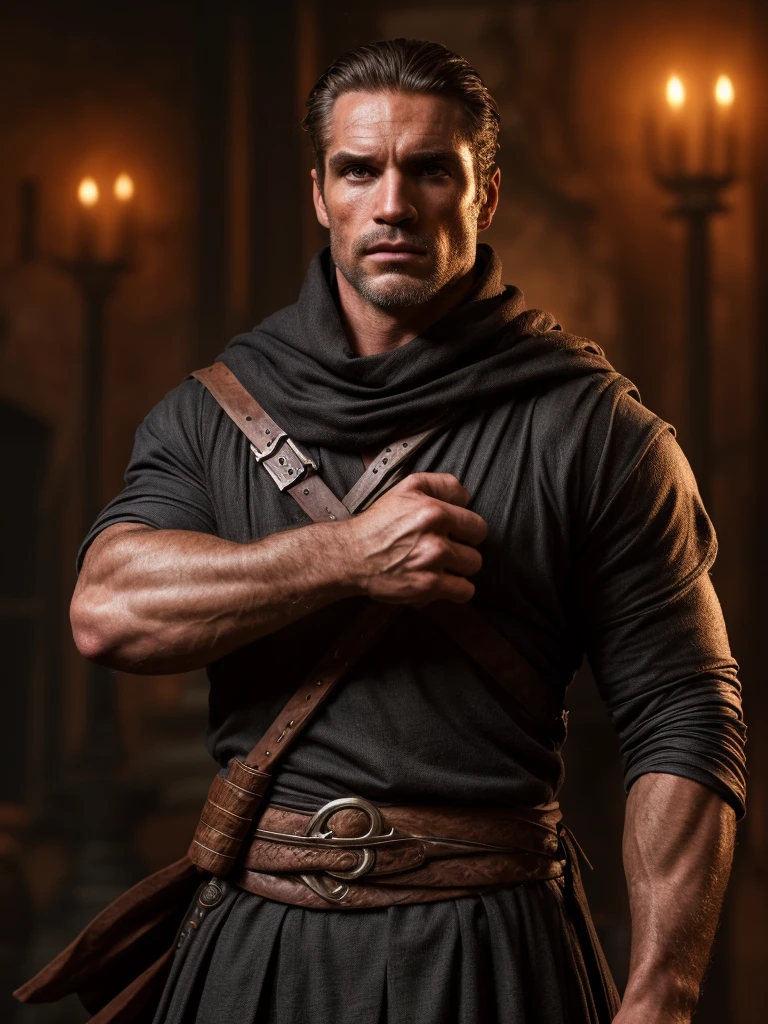 hair, portrait of a ruggedly handsome assassin, muscular, half body, masculine, mature, Retrato de un joven, Muscular very handsome and attractive assassin men, A 40 years old male, Retrato de un joven, real, ( Man in the real ), beautiful detailed eyes, extremely detailed eyes and face, assassin white outfit, assassin gear, assassin pose, assassin action, white and moody atmosphere, dramatic lighting, cinematic, fantasy, highly detailed, intricate, digital art, concept art, hyper realistic, 8k, ultra-detailed, masterpiece, photorealistic, professional, dramatic colors, chiaroscuro lighting