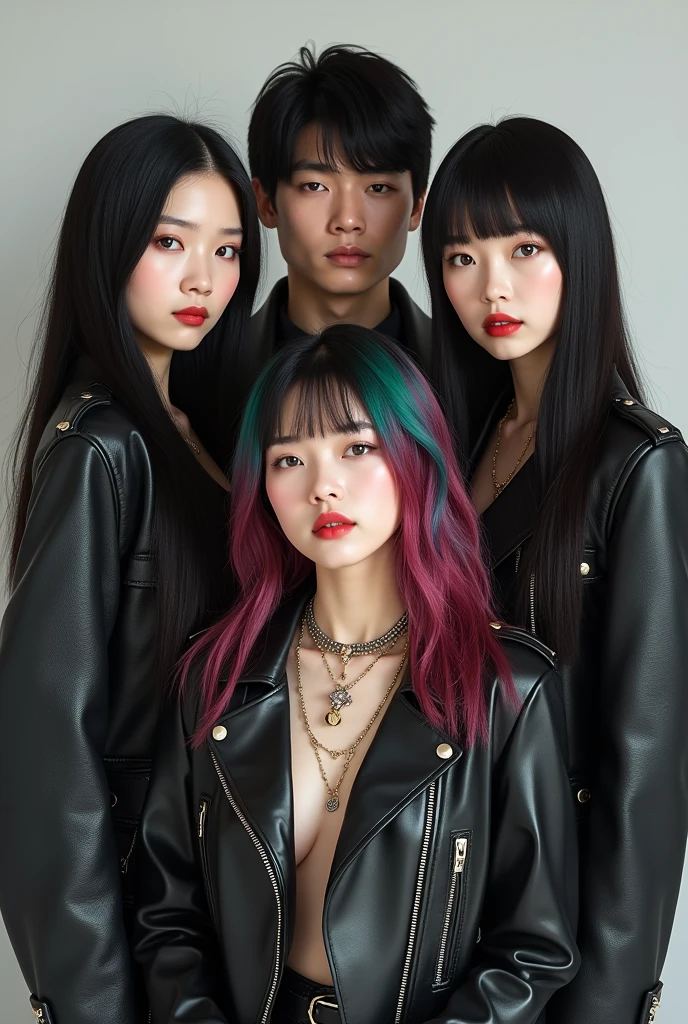 masterpiece, Superb Fashion, (Fashion Costume), (illustration), (2 people), Handsome Young Couple, (Mill Style), Fashion, Silver Hair, (Long hair), (Messy hair), (White skin), (Dark circles), Handsome, Dance steps, trend, Dark Gray,, close up, (Background), (Chiaroscuro)), Refined facial details, Facial details, Movie Lighting, (Depth of Field), Ultra HD, (Upper Body), black background