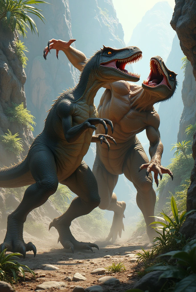 Sexy humanoid Lizard women angrily fighting over mate