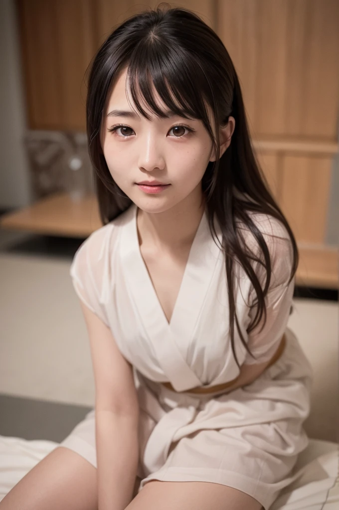 Highest quality, RAW Photos, Realistic Face, Incredibly beautiful, cute, Silky smooth and radiant hair, Written boundary depth, High resolution, Very detailed, Very detailed目と顔, Sharp pupils, Realistic student, Sharp focus, Cinema Lighting, small, (small breasts:1.2), (slim, , delicate), Thin thighs, (Tight waist:1.2), delicateでセクシーな鎖骨, 