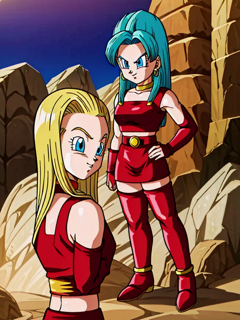 masterpiece,dbsuper style,
bulla, super saiyan, ssj4, Blondie hair, ssj4,super Saiyan, blue eyes, red hairband, hoop earrings, 
gold choker, bare shoulders, red leather crop top, midriff, belt, red elbow gloves, red leather skirt, red thigh boots
 ((Saiyan aura )),super Saiyan, ssj4, Golden aura , shinning bio-sparks, Golden Super Saiyan aura, solo