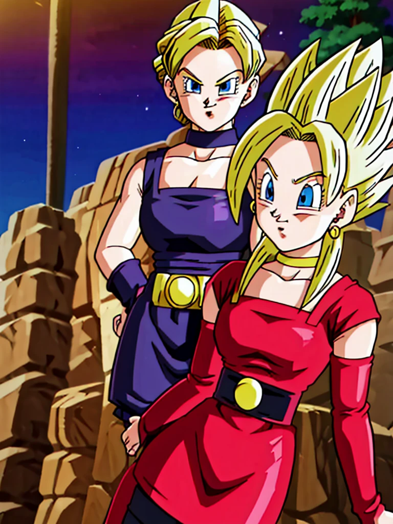 masterpiece,dbsuper style,
bulla, super saiyan, ssj4, Blondie hair, ssj4,super Saiyan, blue eyes, red hairband, hoop earrings, 
gold choker, bare shoulders, red leather crop top, midriff, belt, red elbow gloves, red leather skirt, red thigh boots
 ((Saiyan aura )),super Saiyan, ssj4, Golden aura , shinning bio-sparks, Golden Super Saiyan aura