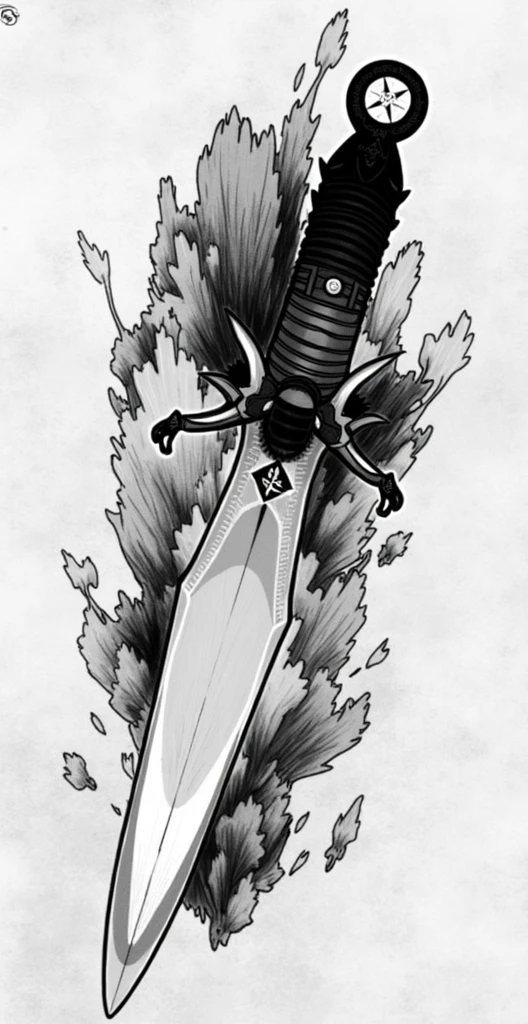 Minimalism, masterpiece, line art, monochrome, no humans, traditional Japanese weapon, sickle, black, attached to a chain, with a metal ball at the end.