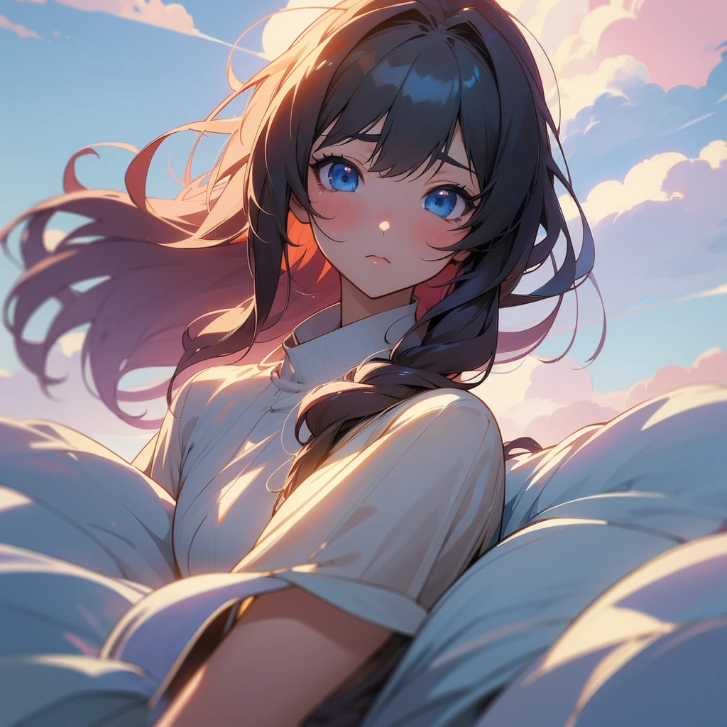 Anime Girls, Anime Style 4 k, Digital anime illustration, digital anime art, Anime Style. 8k, Anime Moe Art Style, anime art wallpaper 4k, anime art wallpaper 4k, Anime Style illustration, Smooth anime CG art, detailed digital anime art, Anime Art Wallpapers 8K, Realistic Anime 3D Style、One girl, lingerie、Black underwear、bionde、Blushing, blue eyes, Cloudy liquid on the face