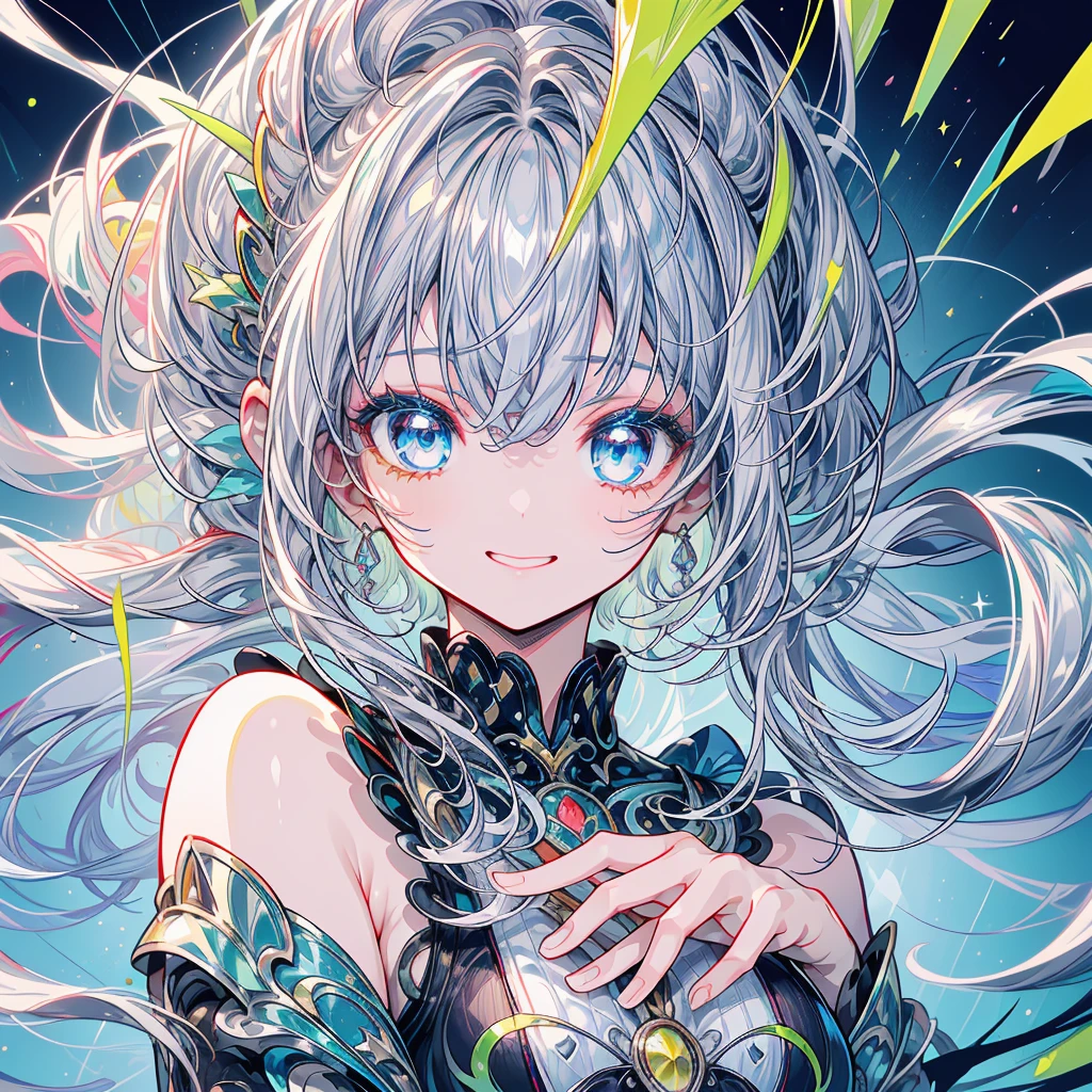 Full body 2:3  making cute faces, goth , Anime girl with delicate charm expresses cuteness. She has deep blue eyes and colored hair. Her appearance radiated charm and grace. Her big eyes show happiness  Close your eyes. Flawless porcelain skin This image is a digital painting. Featuring intricate details from her colorful hair to her clothes. This stunning visualization captures the essence of pure beauty. It reminds you of the elegance and clarity you desire