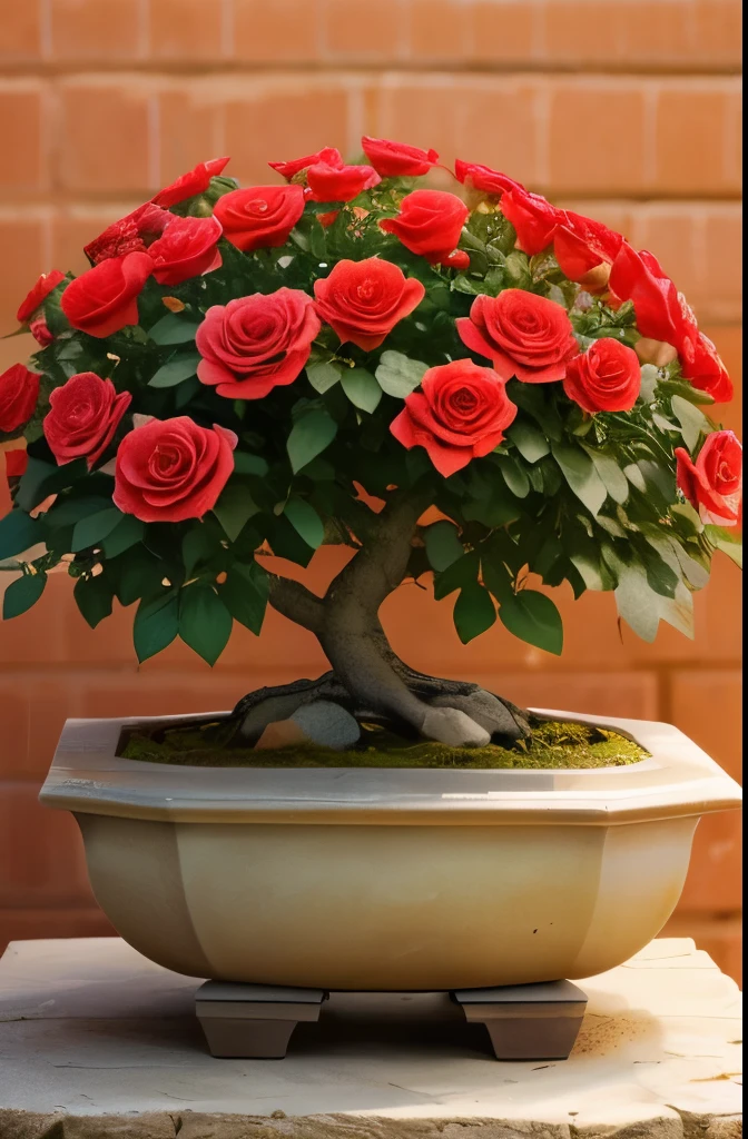 Create desert roses with huge caudex style bonsai with lots of roses. Flower is adenium. Desert background  