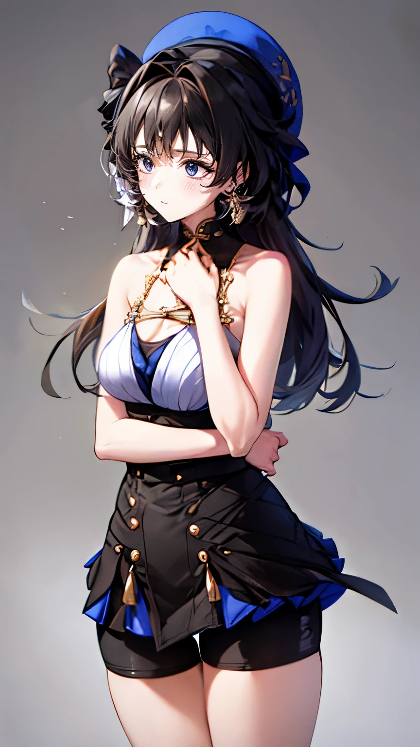 ((dark blue hair,,long hair,blue eyes)),pointy ears,elf,,dress
