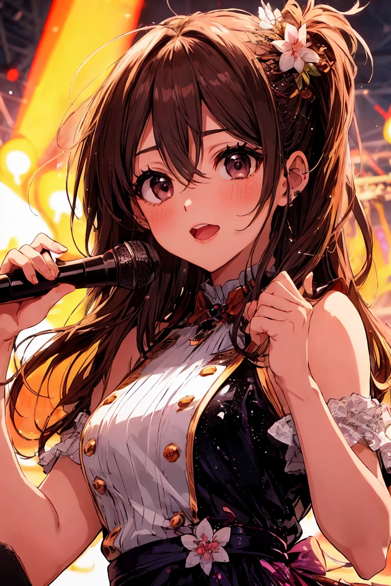 Cute beautiful woman playing piano、In underwear