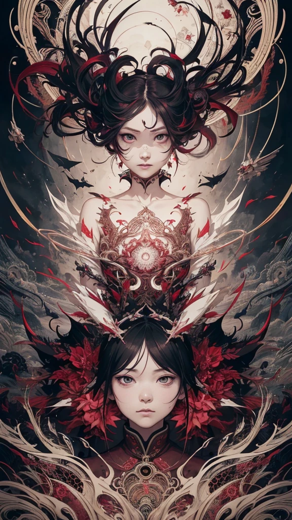 official art, unity 8k wallpaper, ultra detailed, beautiful and aesthetic, masterpiece, best quality, (zentangle, mandala, tangle, entangle), (fractal art:1.3) , 1girl, extremely detailed, dynamic angle, cowboyshot, the most beautiful form of chaos, elegant, a brutalist designed, vivid colours, romanticism, by james jean, roby dwi antono, ross tran, francis bacon, michal mraz, adrian ghenie, petra cortright, gerhard richter, takato yamamoto, ashley wood, atmospheric, ecstasy of musical notes, streaming musical notes visible