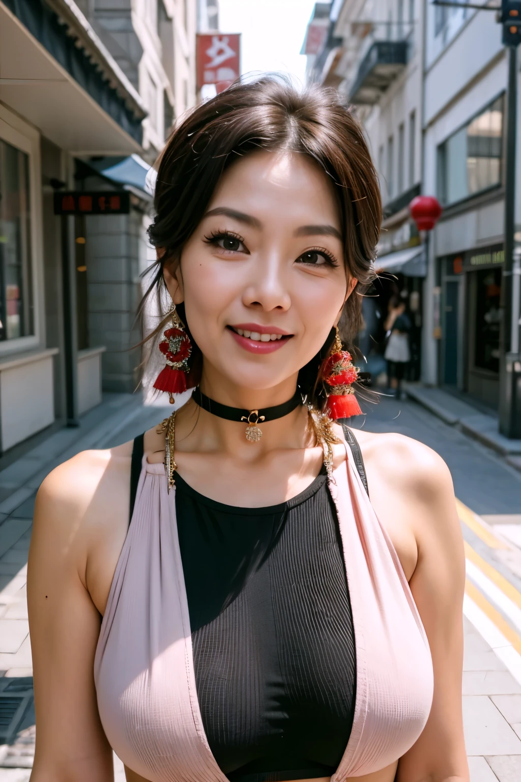 Asia Gal 20th Generation Earrings necklace smile Tokyo Beauty Red lipstick