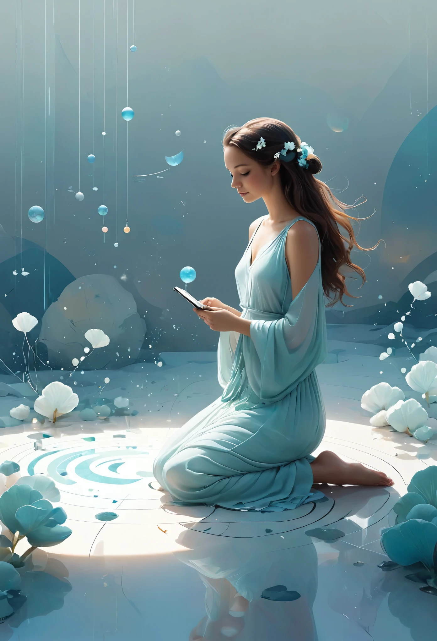 Astrology, flat illustration, simple lines against a grey background with a pastel color palette and happy vibes, with natural lighting, pascal campion --ar 9:16