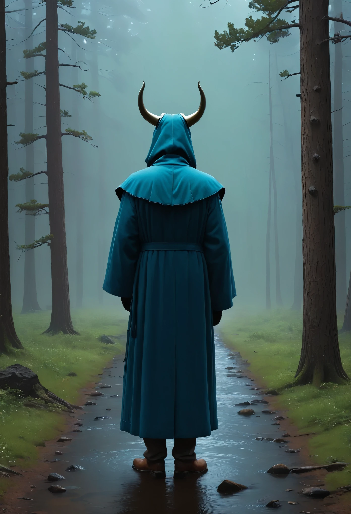 the devil in robes, back turned , in the style of Simon stalenhag. --ar 9:16 --sref https://s.mj.run/Ar90ORLQNMg --sv 1 --stylize 250