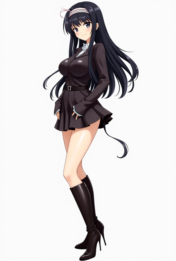 <lora:RLE:.6>, RLE, 1girl, solo, long hair, breasts, blush, smile, skirt, black hair, cleavage, medium breasts, jacket, yellow eyes, miniskirt, nail polish, fur trim, bed, black nails,
