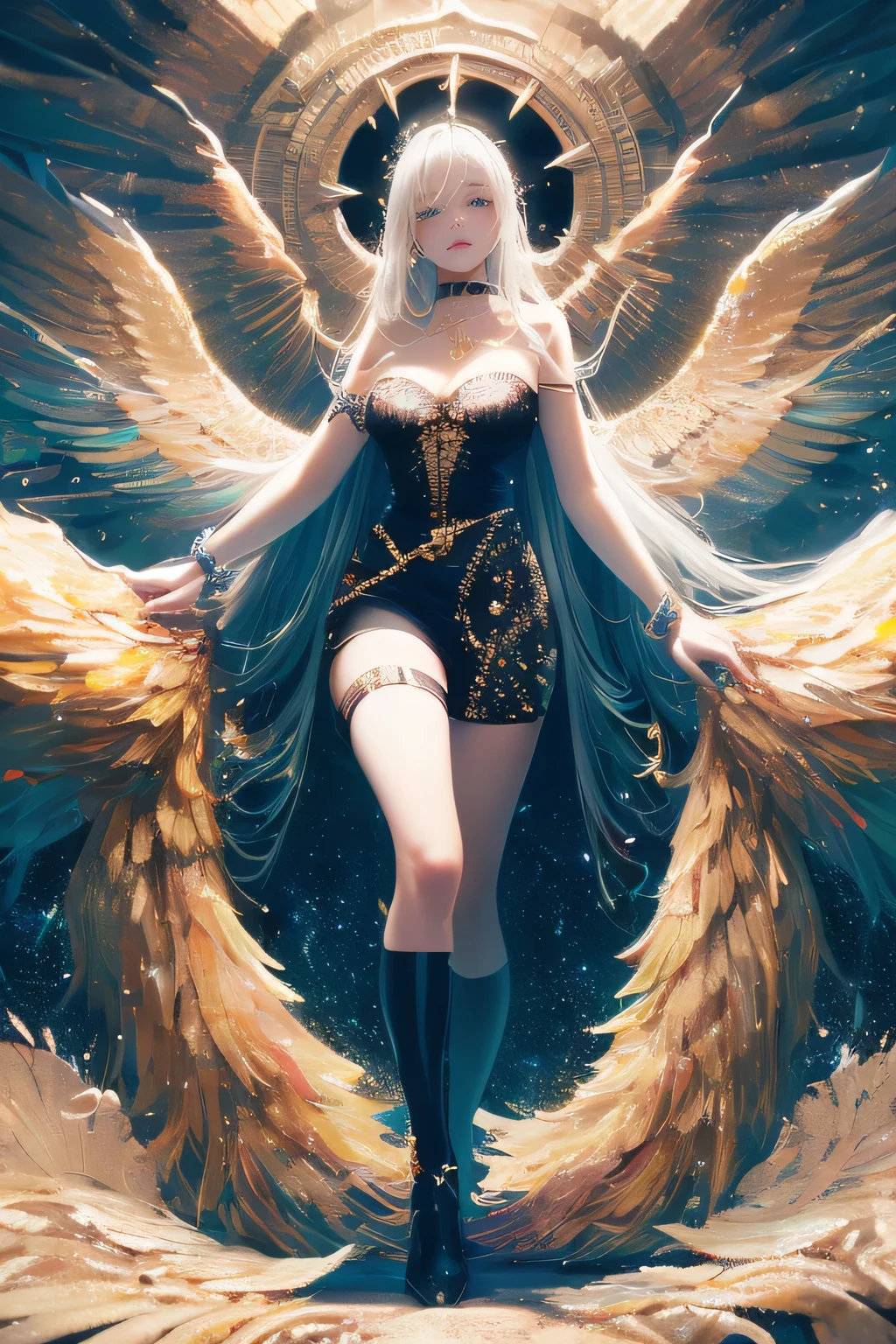 ((masterpiece, superb, Very detailed, high resolution)), solitary, beautiful girl, Bright Eyes, Perfect eyes, , Black and white gold theme,