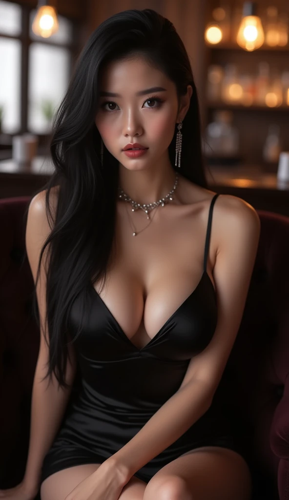 (Best Quality, 8K, Masterpiece: 1.3), (Ultra Real), (Illustration), (High Resolution), (8K), (Very Detailed), (Best Illustration), (Beautiful Detail Eyes), (Best Quality), (Ultra Detailed), (Masterpiece), (Wallpaper), (Detailed Face), Smile, Pure and Sweet, (Black Disc Hair), Highly Detailed Face and Skin, Room,1 Girl, Fishnet Jacket, Dark Lips, Unzippered Jacket, No Underwear, Saturated Light Source, Edge Lighting, Backlight, Movies, Full body photo